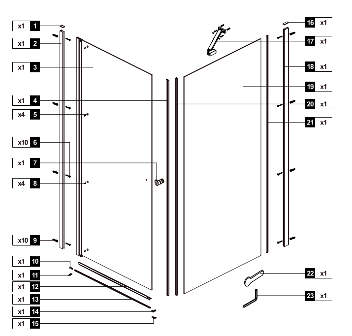 Original manufacturer diagram with references 1 to 23