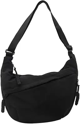 Nylon Crossbody Bags for Women, Trendy Medium Crescent Bag, Lightweight Woman Over Shoulder Purse with Zipper
