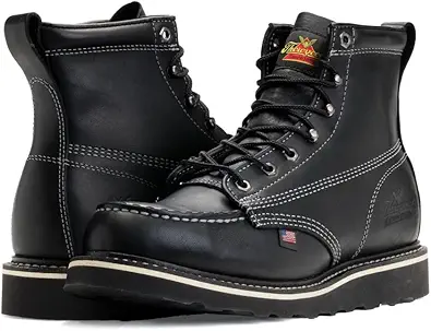 Thorogood American Heritage 6ÔÇØ Moc Toe Work Boots for Men - Soft Toe, Premium Full-Grain Leather with Slip-Resistant Wedge Outsole and Comfort Insole; EH Rated