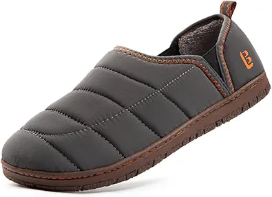 LongBay Mens Outdoor Slippers Two Tone Memory Foam Slip On Indoor House Shoes Loafers
