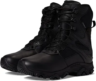 Merrell Men's Moab 3 8" Tactical Response Zip Waterproof Boots, Full Grain Leather & Mesh Upper Combat Work & Outdoor Shoes