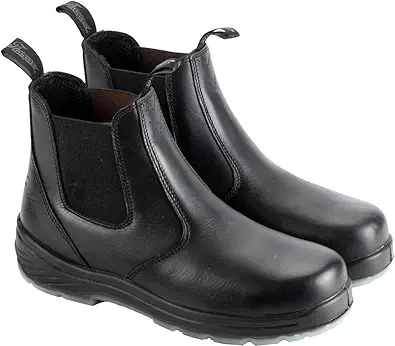 Thorogood 6ÔÇØ Slip On Safety Toe Station Boots for Men and Women - Leather with Quick Release, Slip-Resistant Outsole, and Translucent Non-Marking Bottom; EH Rated