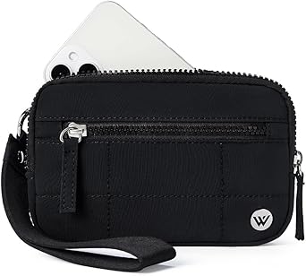 WESTBRONCO Wristlet Wallets for Women Nylon Quilted RFID Wallet with 3 Zipper Purse for Travel