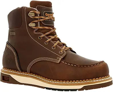 Georgia Boot Men's Brown Amp Lt Wedge Waterproof Moc-Toe BRN 6" Work