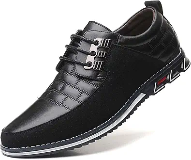 Mens Dress Shoes Casual Business Oxford Derby Orthopedic Leather Shoes Simple Lace-up Walk Loafers Flats Shoes for Men