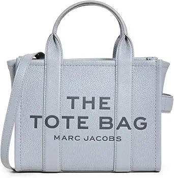 Marc Jacobs Women's The Leather Small Tote Bag, WOLF GREY, Blue, Graphic, One Size