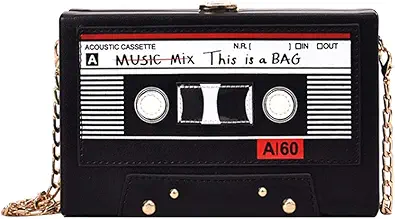 Reberomantic Women Retro Radio Shape Crossbody Bag PU Leather Metal Vintage Evening Clutch Purses