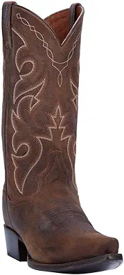 Dan Post Mens Renegade Distressed Embroidered Snip Toe Pull On Dress Boots Mid Calf - Brown