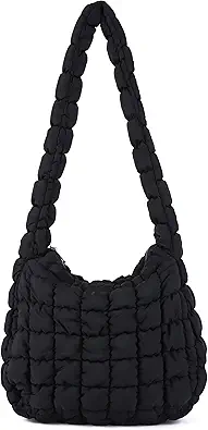 Rejolly Puffer Quilted Shoulder Bag for Women Puffy Bubble Tote Bag Lightweight Nylon Handbag Padded Soft Purse