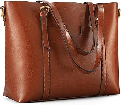 Kattee Genuine Leather Women Tote Bag Soft Handbags Vintage Shoulder Purses Fashion Top Handle Bag Large Capacity