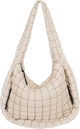 Juoxeepy Quilted Tote Bag Large Carryall Puffer Shoulder Bag Lightweight Padding Hobo Bag