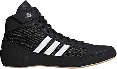 adidas Men's HVC Wrestling Shoes, Black/White/Iron Metallic, 9.5