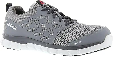 Reebok Work RB4042 Mens Sublite Cushion Work Safety Extra Wide Alloy Toe Lightweight and Flexible Athletic Work Shoe Grey