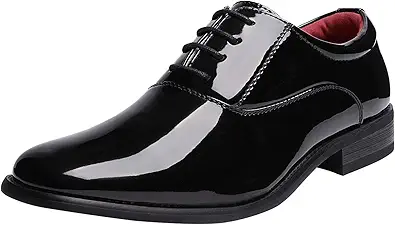 Bruno Marc Men's Faux Patent Leather Tuxedo Derby Dress Shoes Classic Lace-up Formal Oxford