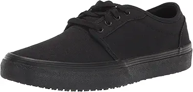 Shoes for Crews Merlin, Men's, Women's, Unisex Slip Resistant Food Service Work Sneakers, Water Resistant, Canvas, Black Or Grey