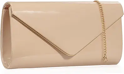 Dexmay Envelope Clutch Purse for Women Shiny Patent Leather Foldover Evening Bag Formal Handbag
