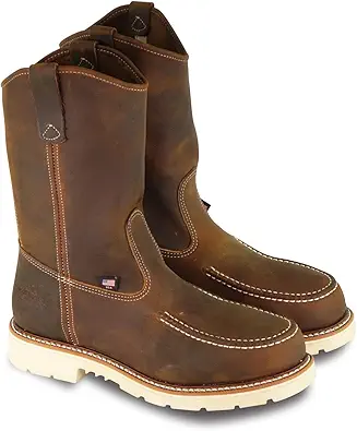 Thorogood American Heritage 11ÔÇØ Steel Toe Wellington Boots for Men - Premium Full-Grain Leather with Slip-Resistant Heel Outsole and Comfort Insole; EH Rated