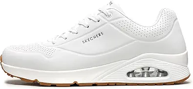 Skechers Mens Uno - Stand On Air Sneaker, White White Durabuck Trim Wht, 7.5 US