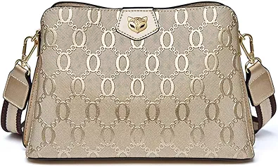 FOXLOVER Cowhide Leather Corssbody Bags for Women with Adjustable Strap Trendy Shoulder Purse Lightweight Zipper Magnetic
