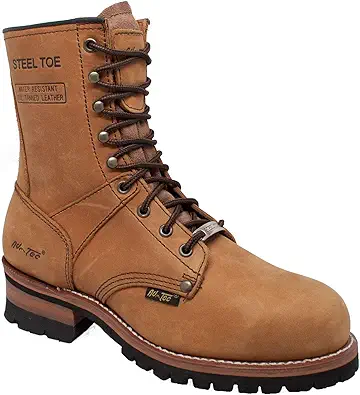 Ad Tec Men's 9" Super Logger Steel Toe Leather Work Boots | Oil Resistant Lug Sole