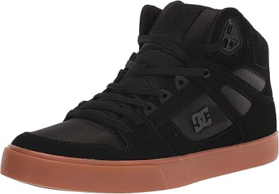 DC Men's Pure High Top Wc Skate Shoes Casual Sneakers, Black/Gum, 11