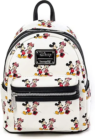 Loungefly Disney Mickey and Minnie Mouse AOP Womens Double Strap Shoulder Bag Purse