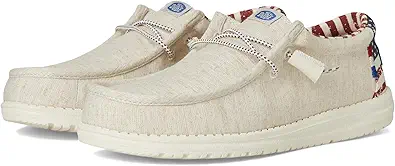 Hey Dude?« Wally Patriotic Slip-On Casual Shoes for Men and Women ÔÇô Canvas Upper ÔÇô Textile Lining ÔÇô Moc Toe Off-White Patriotic EU 39 (US Women's 8) Medium