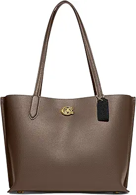 COACH Polished Pebble Leather Willow Tote, Dark Stone