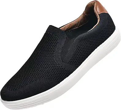 konhill Slip on Sneaker for Men- Casual Knit Boat Loafers Walking Shoes Driving Work Memory Skate Foam Shoes