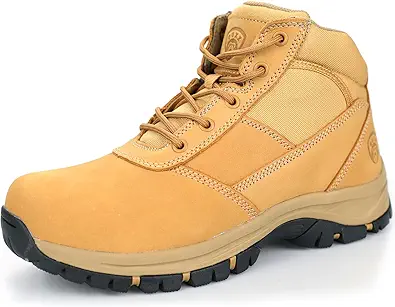 OUXX Mens Work Boots, Side Zipper, Steel Toe Shoes, Anti-Slip Rubber Sole, Puncture-Proof(OX2518)