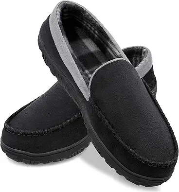 shoeslocker Mens Slippers Microsuede Moccasin Memory Foam House Shoes