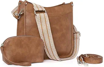 CLUCI Purses for Women, Vegen Leather Crossbody Bags for Woman Trendy, 2PCS Hobo Handbag with 2 Adjustable Guitar Strap