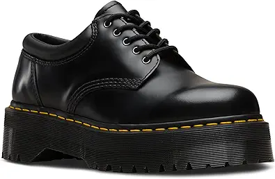 Dr. Martens Unisex 8053 Quad 5-Eye Shoe, Black Polished Smooth