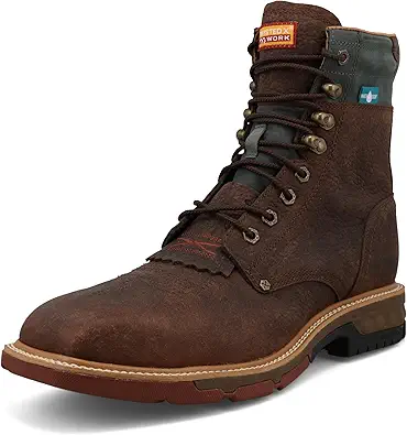 Twisted X Men's 8" CellStretch Lacer, Square Toe Alloy Toe with CellStretch, Brown Distressed & Slate, 11 D