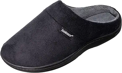 isotoner Men's Open Back Slipper with Memory Foam and Indoor/Outdoor Sole