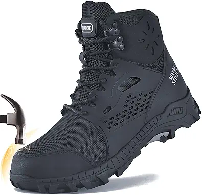 SUADEX Steel Toe Boots for Men Women Waterproof Arch Support Work Construction Indestructible Safety Boots