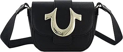True Religion Women's Crossbody Bag, Mini Flap Adjustable Shoulder Handbag with Horseshoe Logo