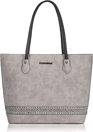 Montana West Woven Tote Bags for Women Medium Purses and Handbags with Concealed Carry Back Zipper Pocket