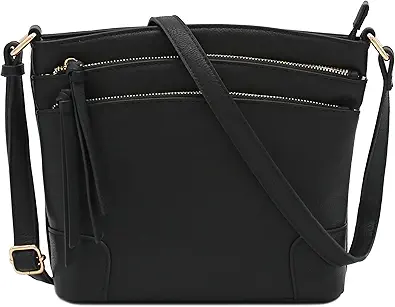 FashionPuzzle Triple Zipper Pocket Medium Crossbody Bag