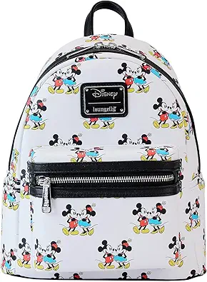 Loungefly Disney Mickey and Minnie Mouse Classic All Over Print Womens Double Strap Shoulder Bag Purse