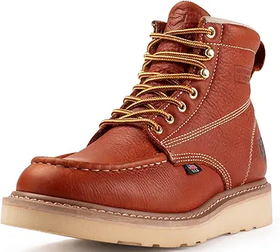 SUREWAY 6ÔÇØ Wedge Moc Toe Work Boots for Men - Soft Toe,Premium Full-Grain Leather,Lightweight Work Boots/Shoes,Comfort Insole,Oil/Slip Resistant,Real Goodyear,EH Rated Industrial Construction Boots