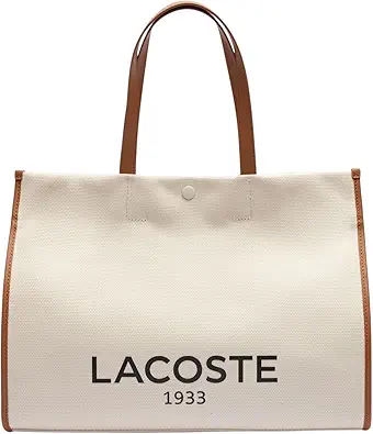 Lacoste Unisex Large Shopping Tote Bag, Natural Tan, One Size