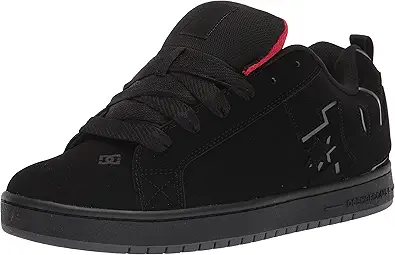 DC Men's Court Graffik Casual Skate Shoes, Black/RED, 8