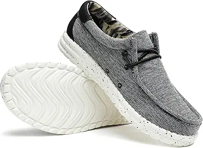 MenÔÇÖs Machine Washable Slip On Lace Up Casual Loafer Breathable Travel Canvas Shoes for Men Comfortable and Stylish Summer Loafers Lightweight Walking Shoes Boat Shoe
