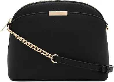 FashionPuzzle Saffiano Small Dome Crossbody bag with Chain Strap