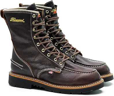 Thorogood 1957 Flyway 8ÔÇØ Waterproof Moc Toe Hunting Boots for Men - Full-Grain Leather with Slip-Resistant Heel Outsole and Shock-Absorbing Footbed
