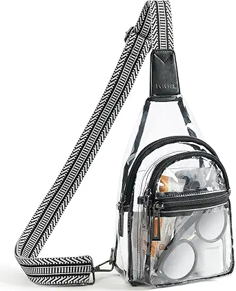 Clear Sling Bag - Stadium Approved Purse Backpack Crossbody Fanny Pack for Women & Men - Concert Events