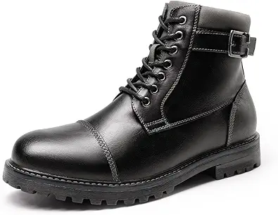 Bruno Marc Men's Motorcycle Combat Oxford Boot Fur Lining Warm Zipper Boots