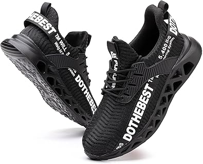 Furuian Steel Toe Sneakers for Men Women Lightweight Safety Shoes Comfortable Puncture Proof Slip On Indestructible Work Shoes