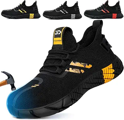 Steel Toe Shoes for Men Work Safety Shoes for Men Comfortable Puncture Proof Sneakers Steel Toe Tennis Sneakers Construction Indestructible Work Utility Footwear